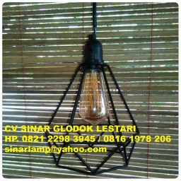 Lampu Gantung Diamond Pendant Cafe Vintage Edison